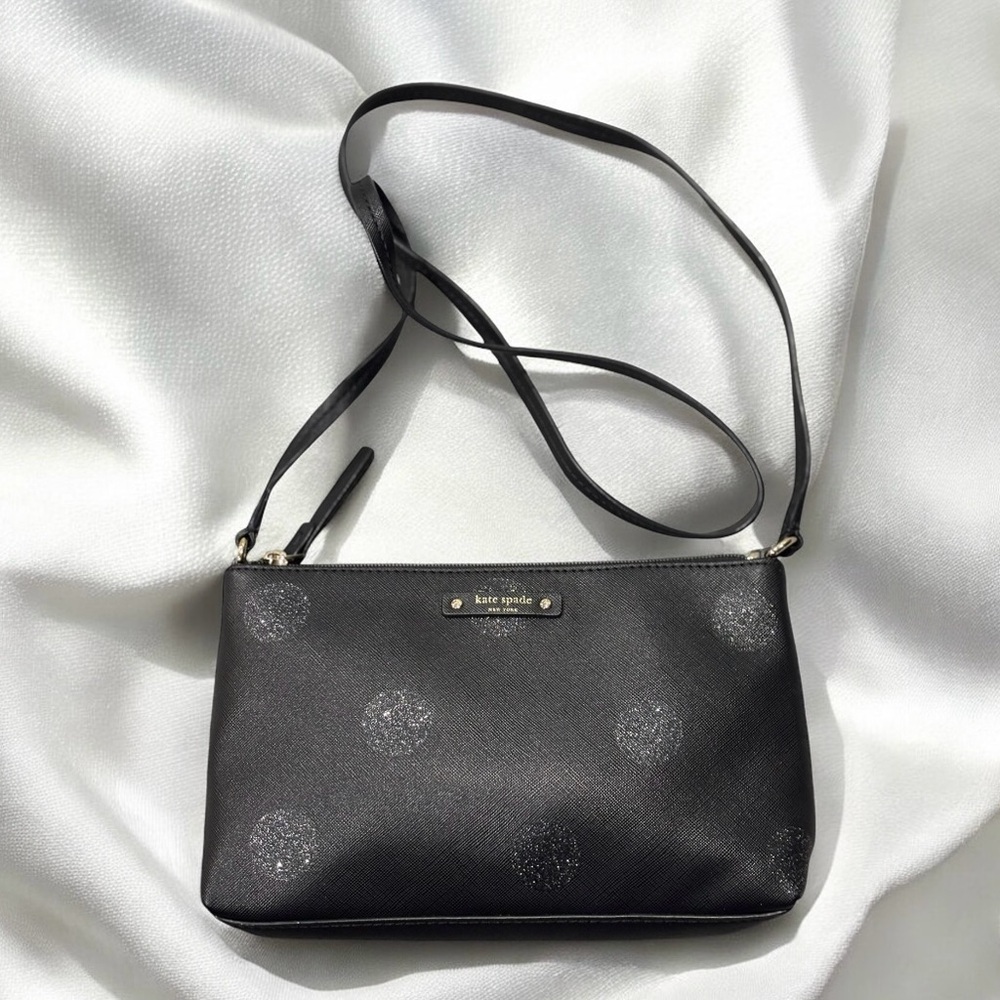 kate spade Black Crossbody with Subtle Glitter Polka Dots